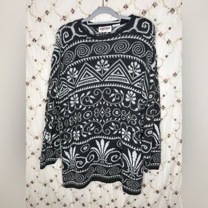 Essentials Black and White Patterned Sweater